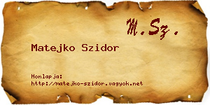 Matejko Szidor névjegykártya